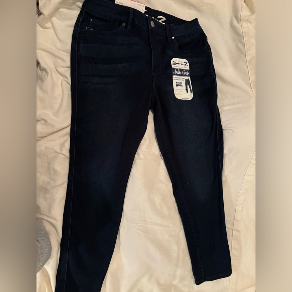 Size 12 blue jeans NWT ankle crop. Comfy, soft and super stretch.